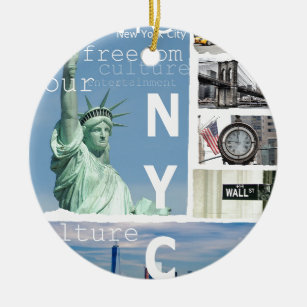 Nyc Liberty Statue Brooklyn Bridge New York City Keramik Ornament