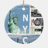 Nyc Liberty Statue Brooklyn Bridge New York City Keramik Ornament (Hinten)