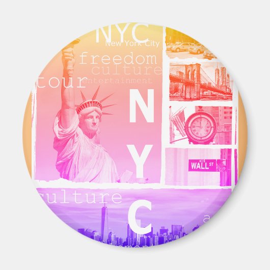 Nyc Liberty Statue Brooklyn Bridge New York City Magnet (Vorne)