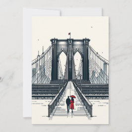 NYC Liebe Vibe - Moderne Brooklyn Bridge Valentine Feiertagskarte