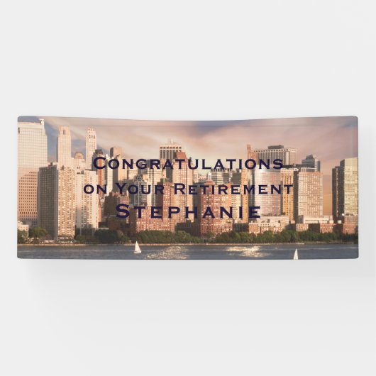 NYC Lower Manhattan Skyline BIG Retirement Banner (Horizontal)