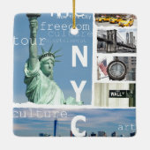 Nyc Manhattan Brooklyn Bridge Liberty Statue Keramikornament (Rückseite)