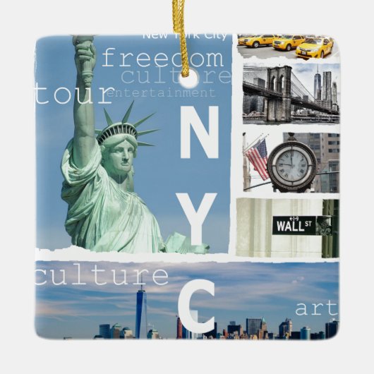 Nyc Manhattan Brooklyn Bridge Liberty Statue Keramikornament (Vorderseite)