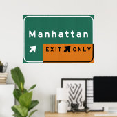 NYC Manhattan Exit Interstate Highway Freeway Road Poster (Heimbüro)