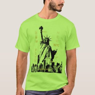 Nyc Manhattan Freiheitsstatue Herren Limettengrün T-Shirt