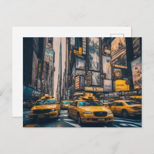 NYC Manhattan Yellow Taxis Postkarte (Vorne/Hinten)