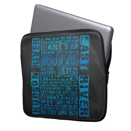 NYC-Nachbarschaften Blue Laptopschutzhülle (Vorderseite Links)