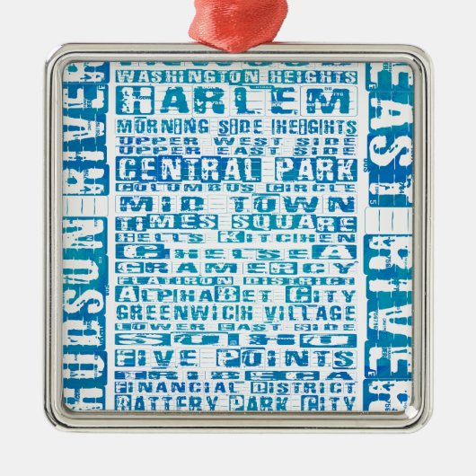 NYC-Nachbarschaften Blue Silbernes Ornament (Vorne)