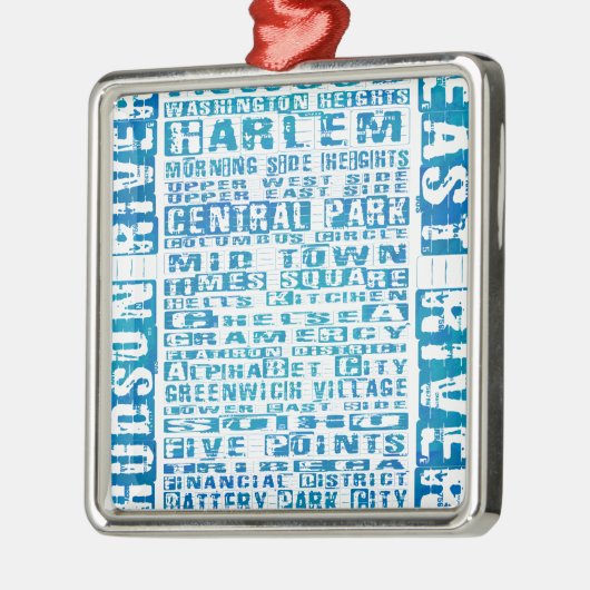 NYC-Nachbarschaften Blue Silbernes Ornament (Links)