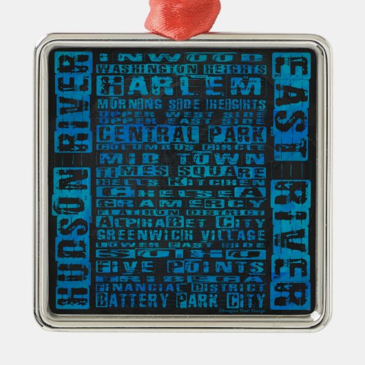 NYC-Nachbarschaften Blue Silbernes Ornament (Vorne)