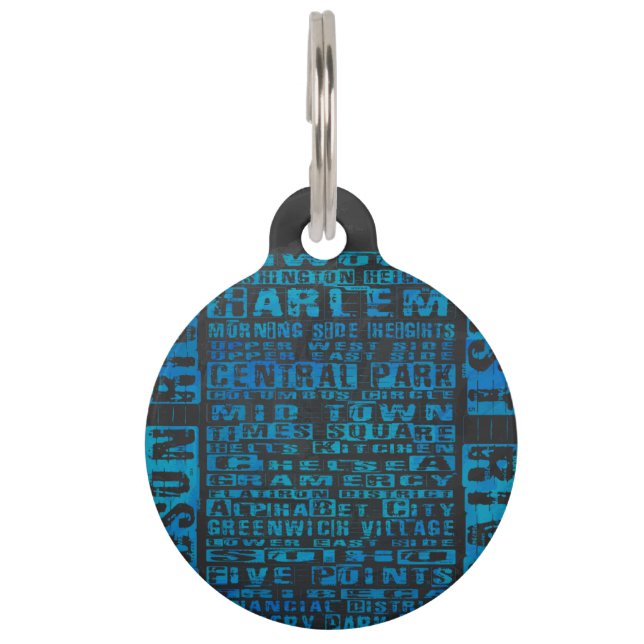 NYC-Nachbarschaften Blue Tiernamensmarke (Vorderseite)