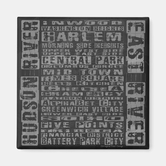 NYC-Nachbarschaften Grau Magnet (Vorne)