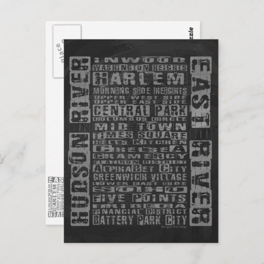 NYC-Nachbarschaften Grau Postkarte (Vorne/Hinten)