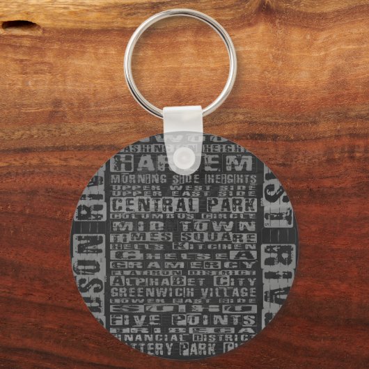 NYC-Nachbarschaften Grau Schlüsselanhänger (Vorderseite)