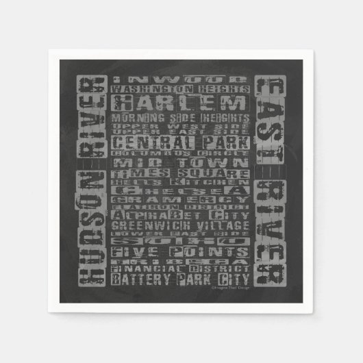 NYC-Nachbarschaften Grau Serviette (Vorderseite)