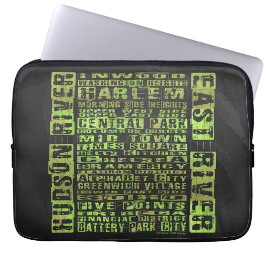 NYC-Nachbarschaften grün Laptopschutzhülle (Vorderseite)