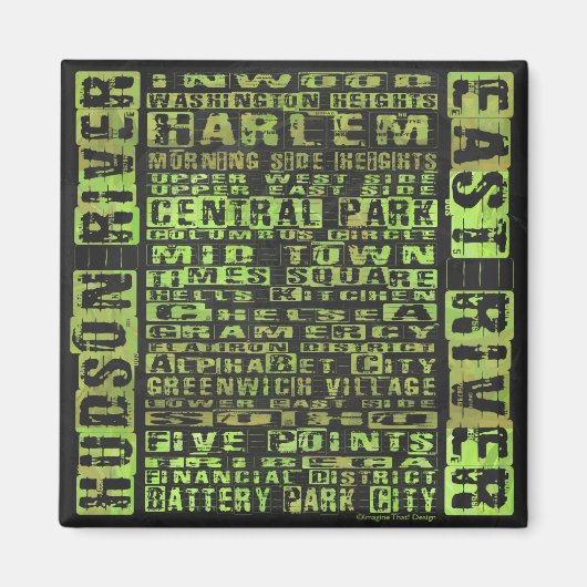 NYC-Nachbarschaften grün Magnet (Vorne)