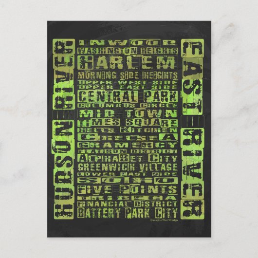 NYC-Nachbarschaften grün Postkarte (Vorderseite)