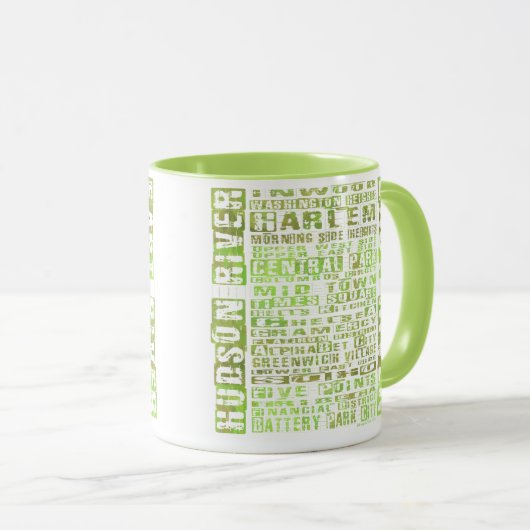 NYC-Nachbarschaften grün Tasse (VorderseiteRechts)