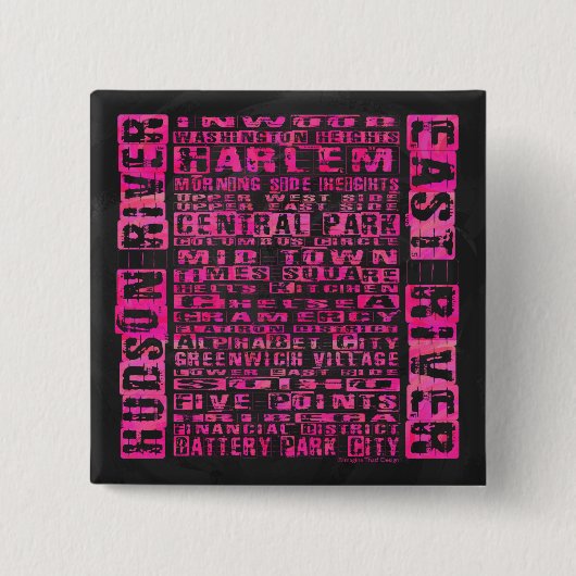 NYC-Nachbarschaften in heißen Rosa Button (Vorderseite)