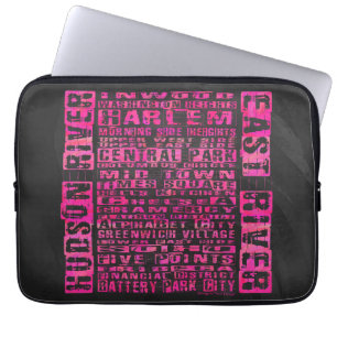 NYC-Nachbarschaften in heißen Rosa Laptopschutzhülle