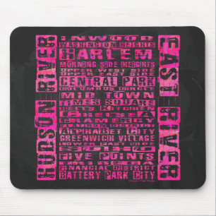NYC-Nachbarschaften in heißen Rosa Mousepad