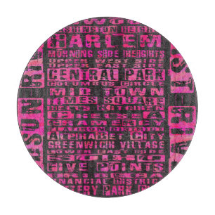 NYC-Nachbarschaften in heißen Rosa Schneidebrett