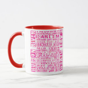 NYC-Nachbarschaften in heißen Rosa Tasse