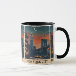 NYC Nacht-Skyline-Kaffeetasse New York City Art Ta Tasse