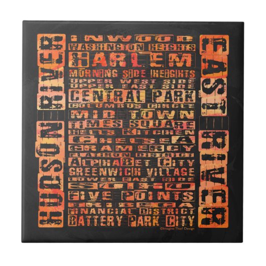 NYC Neighhoods Orange Fliese (Vorderseite)