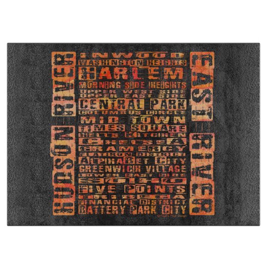 NYC Neighhoods Orange Schneidebrett (Vorderseite)