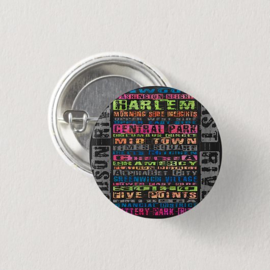 NYC Neighhoods Rainbow Button (Vorne & Hinten)