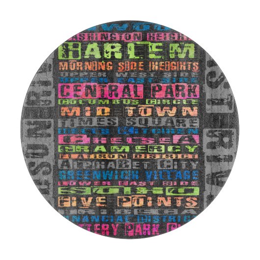 NYC Neighhoods Rainbow Schneidebrett (Vorderseite)