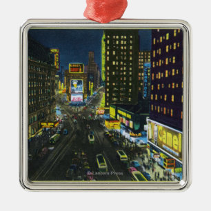NYC, neues YorkView des Times Square nachts # 1 Ornament Aus Metall