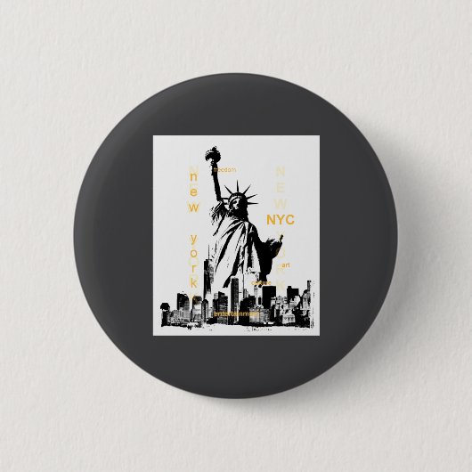 Nyc New York Brooklyn Bridge Liberty Statue Mens Button (Vorderseite)