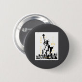 Nyc New York Brooklyn Bridge Liberty Statue Mens Button (Vorne & Hinten)