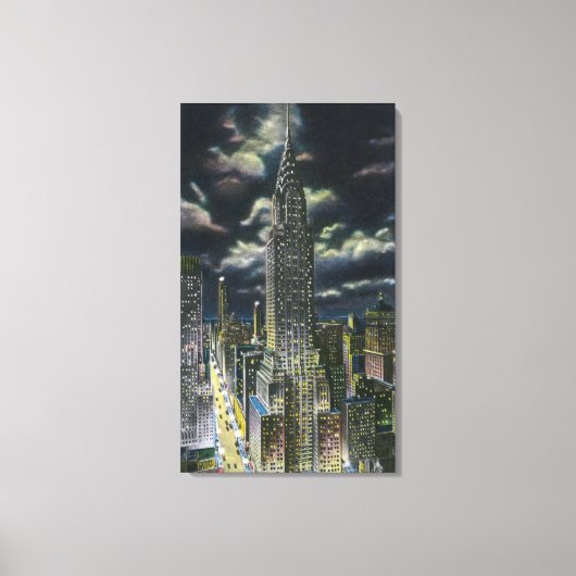 NYC, New York Chrysler Gebäude am Abend # 1 Leinwanddruck (Vorderseite)