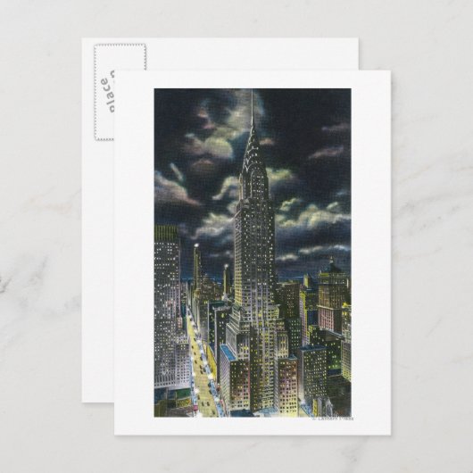 NYC, New York Chrysler Gebäude am Abend # 1 Postkarte (Vorne/Hinten)