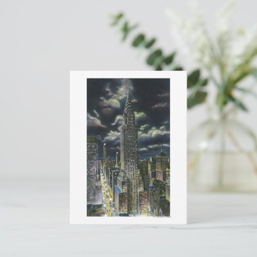 NYC, New York Chrysler Gebäude am Abend # 1 Postkarte (Stehend Vorderseite)