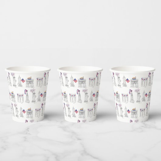 NYC New York City 4. Juli Patriotic Fireworks USA Pappbecher (Multi)