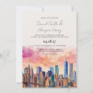 NYC New York City Aquarell Vintage Hochzeit Einladung