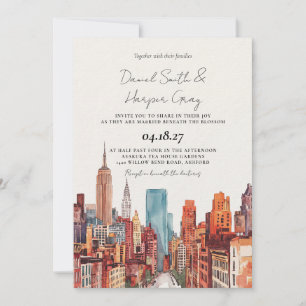 NYC New York City Aquarell Vintage Hochzeit Einladung
