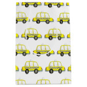 NYC New York City Checkered Yellow Taxi Mittlere Geschenktüte (Vorderseite)