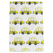 NYC New York City Checkered Yellow Taxi Mittlere Geschenktüte (Rückseite)