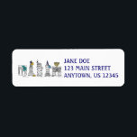 NYC New York City Hanukkah Chanukah Address Labels<br><div class="desc">Eine originelle Brien-and-Tinte-Illustration verschiedener New Yorker Sehenswürdigkeiten,  die für die Urlaubssaison "gekleidet" sind. Perfekt für Hanukkah! Passende Karten sind verfügbar.</div>
