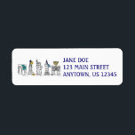 NYC New York City Hanukkah Chanukah Address Labels<br><div class="desc">Eine originelle Brien-and-Tinte-Illustration verschiedener New Yorker Sehenswürdigkeiten,  die für die Urlaubssaison "gekleidet" sind. Perfekt für Hanukkah! Passende Karten sind verfügbar.</div>