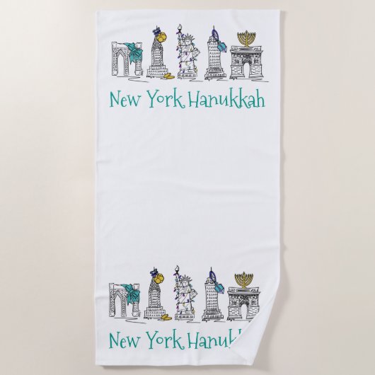NYC New York City Hanukkah Chanukah Holiday Strandtuch (Vorderseite)