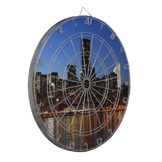 NYC New York City Manhattan Nacht Dartscheibe (Vorderseite Links)