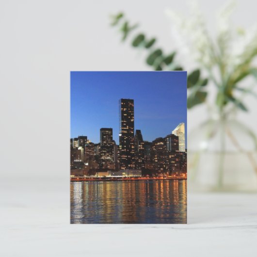 NYC New York City Manhattan Nacht Postkarte (Stehend Vorderseite)