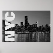 NYC New York City Manhattan Night Schwarz-weiß Poster (Vorne)